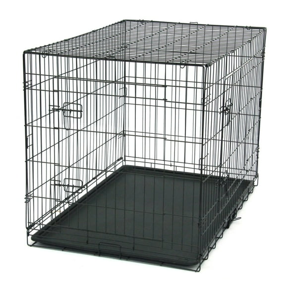 Dog Crates for Medium Dogs, 42'' Double Door Folding Metal Dog Crate, Floor Protecting Feet, Leak-Proof Dog Tray, 42.13'' x 27.56'' x 30.51'' Fully Equipped Rabbit Cage Dog Crates, S10391