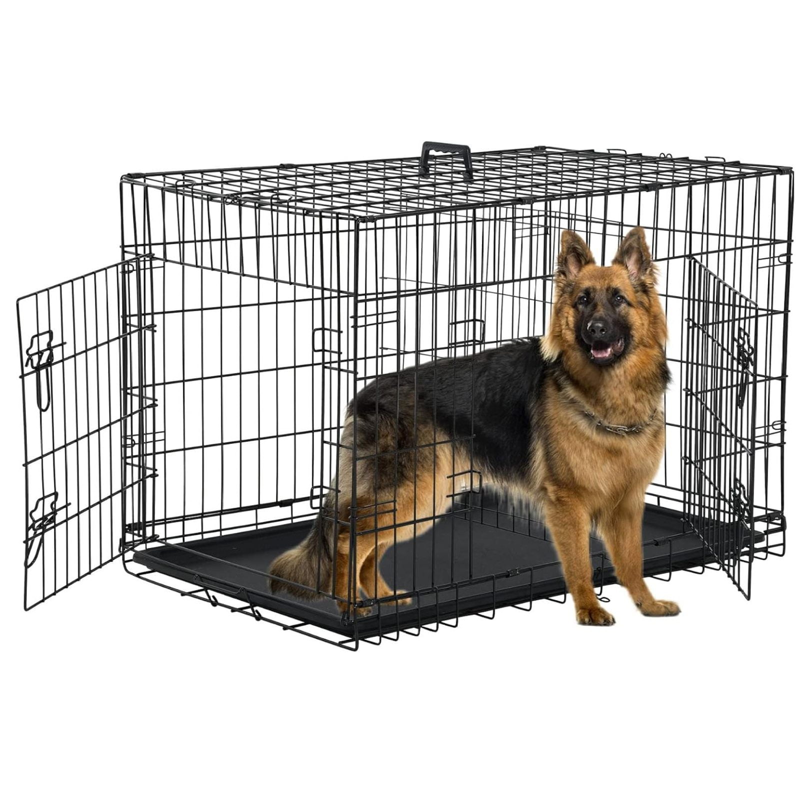 Dog Crates for Medium Dogs 42 Inch Dog Kennel Medium Dog Crate Foldable Dog Cage Double Door w