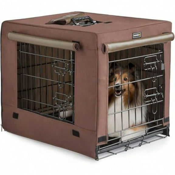 Dog Crates for Small Size Dogs Indoor Double Door Dog Kennels Houses for Puppy and Cats Collapsible Metal Contour Dog Cages Brown 24.0 L x 18.0 W x 20.0 H
