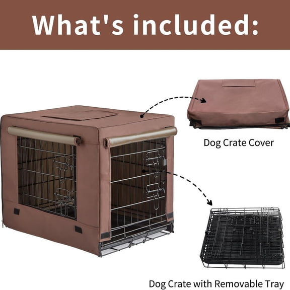 Dog Crates for Small Size Dogs Indoor Double Door Dog Kennels & Houses for Puppy and Cats, Collapsible Metal Contour Dog Cages (Brown, 24.0" L x 18.0" W x 20.0" H)