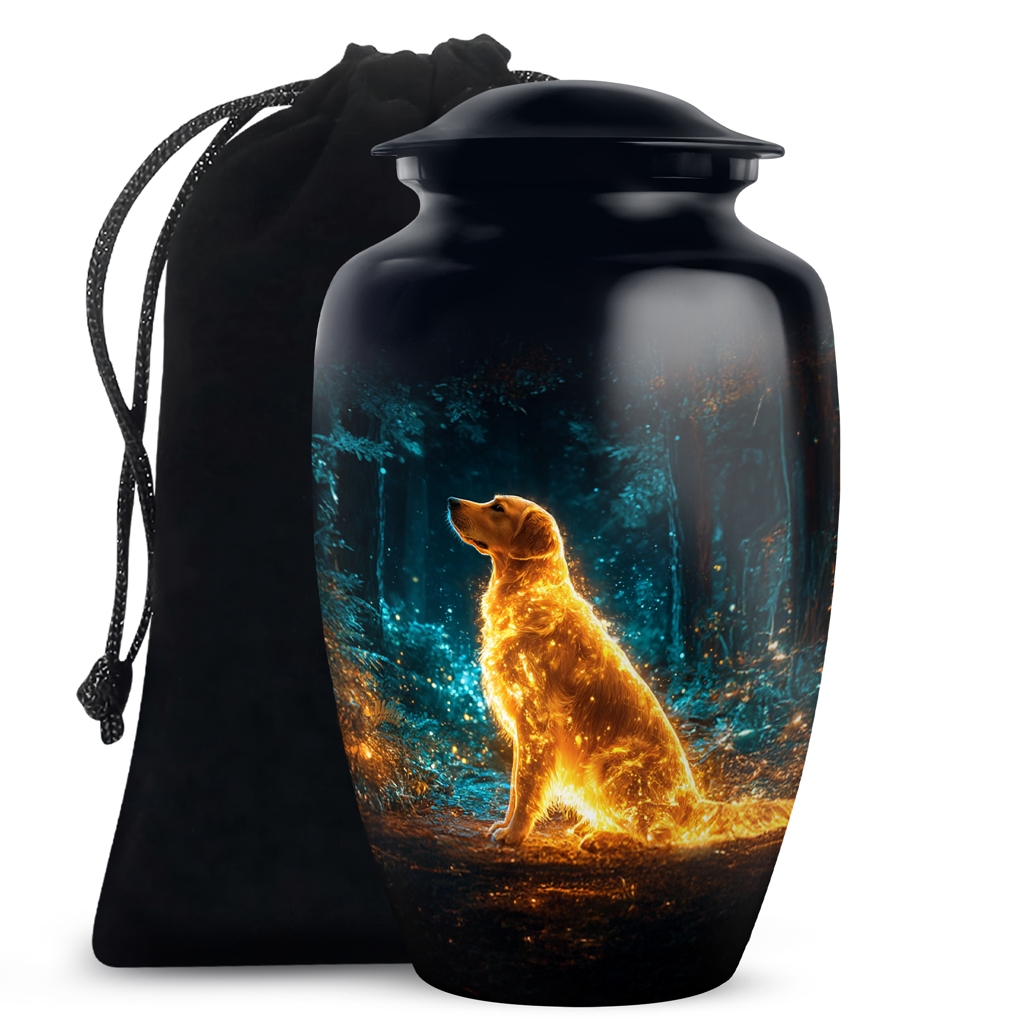 Dog Cremation Urn For Human Ashes For Mom And Dad, Funeral Urns For Ashes Adult Female, Black Cremation Urns For Adult Men, Large Decorative Urn For Male, 10 Inch