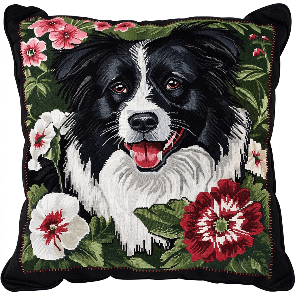 Dog Cross Stitch Pillow Cover Kit , 45X45CM , Cross Stitch Kits for Beginner (11 Count)