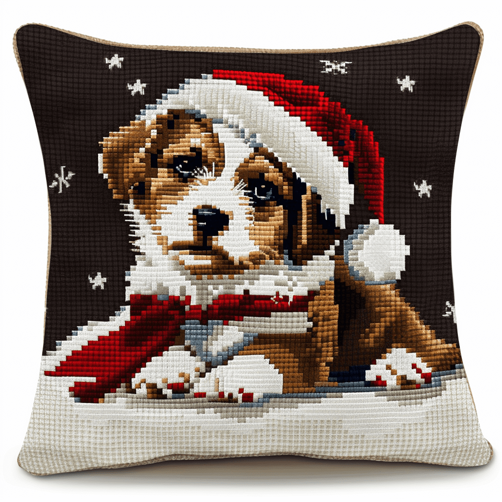 Dog Cross Stitch Throw Pillow Case Kits , 45X45cm , Cross Stitch Kits for Adults (11ct)