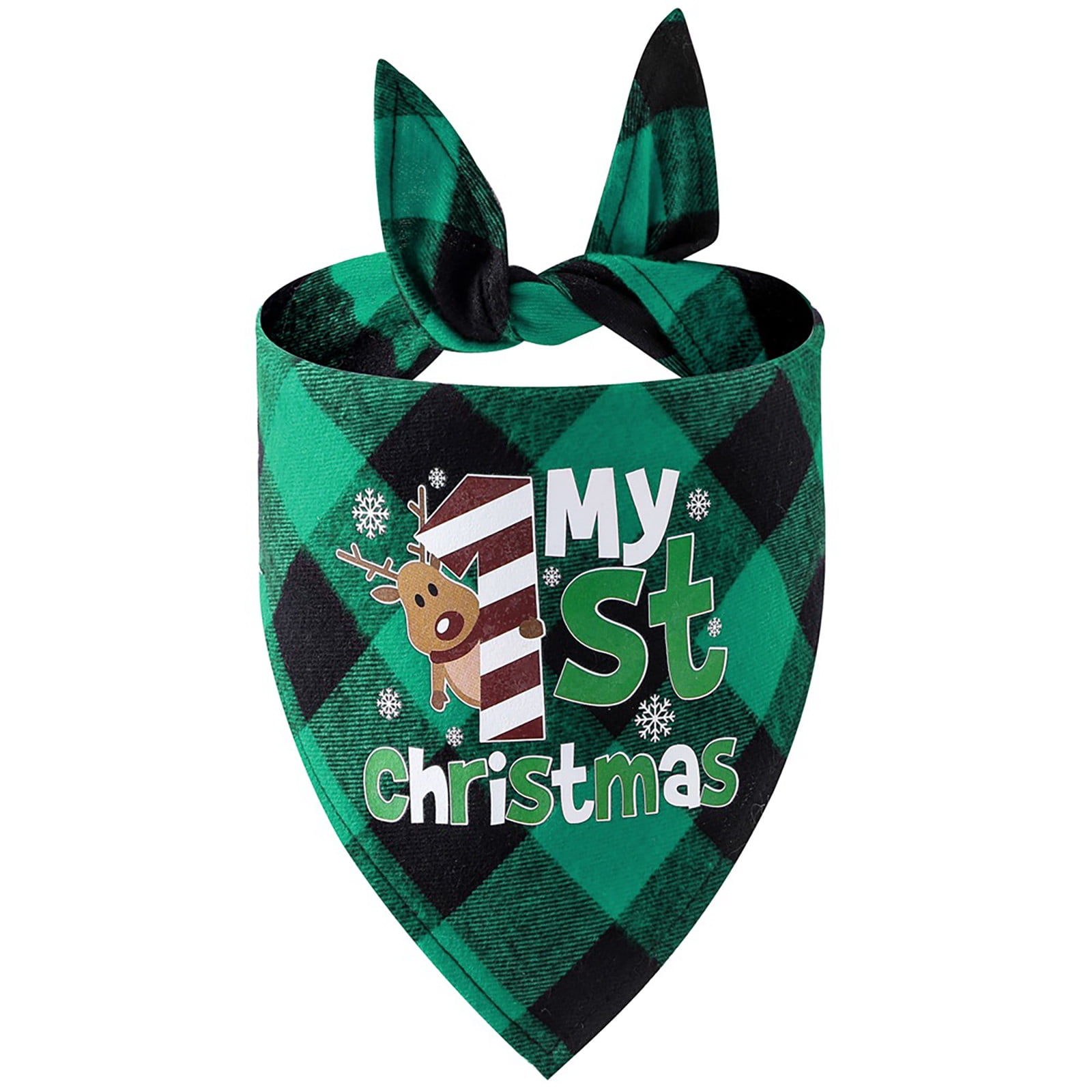 Dog Cute Christmas Dog Bandana Classic Triangle Christmas Print Plaid