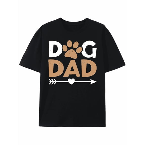 Dog Dad Black 180G 100% Cotton For Men Basic UniShirt Crewneck Tshirts Original UniShirt Cotton Tshirts,Oversized Style