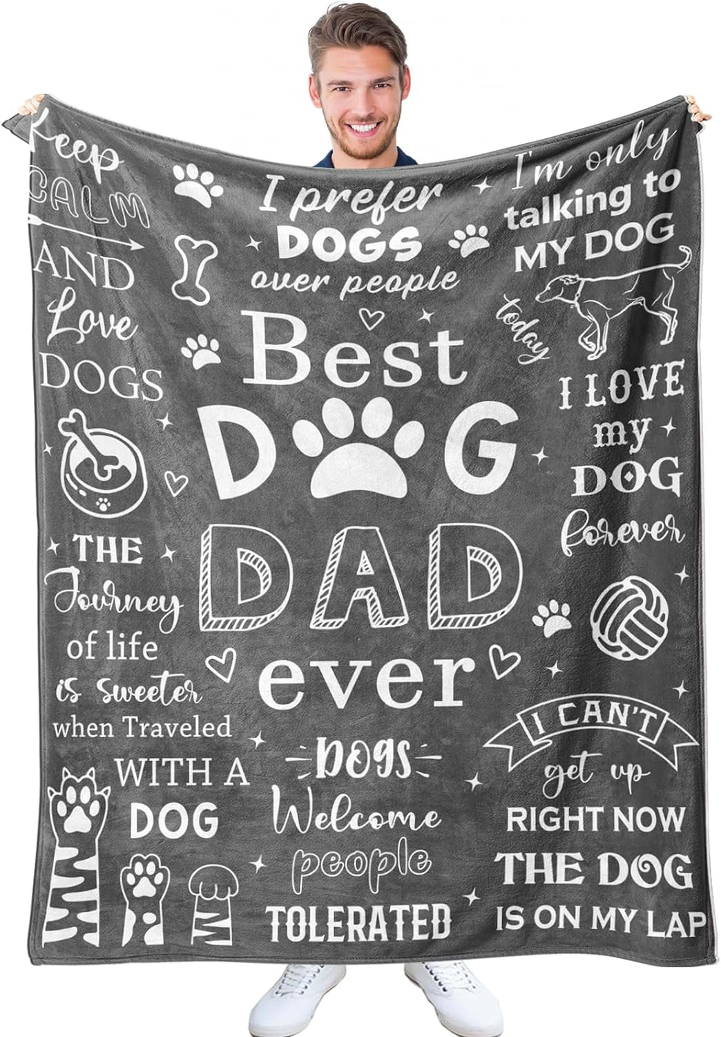 Dog Dad Blanket 50"x60", Dog Dad Gifts for Men, Dog Dad Gift, Birthday Gifts for Dog Dad, Dog Lover Gifts for Men, Christmas Fathers Day Dog Gifts for Dog Lovers Men, Dog Lover Gift Ideas