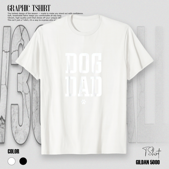 Dog Dad Classic Design Dad Dog Paw Print Everyday Essential Tee Unisex T-Shirt, up to size 5XL