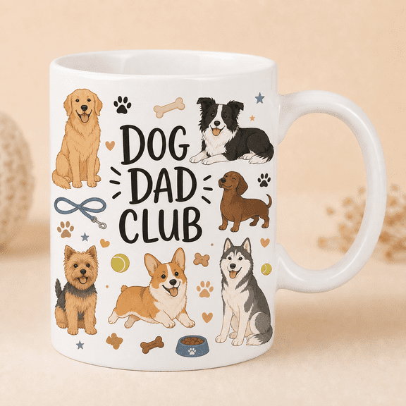 Dog Dad Club Mug Cute Dog Lover Coffee Mug for Dog Dads and Pet Parent Gifts