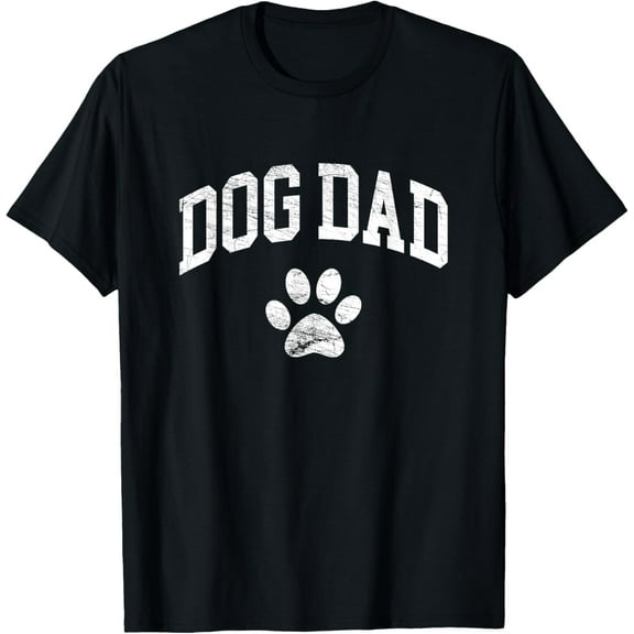 Dog Dad - Distressed Design Style - Funny Dog Paw - Classic T-Shirt
