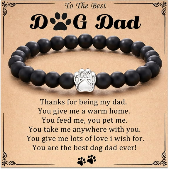 Dog Dad Gifts for Men, Dog Charm Bracelets for Dad with Gift Message Card, Fathers Day Jewelry Gifts Dog Lover Gift Ideas for Father's Day, Christmas, Birthday