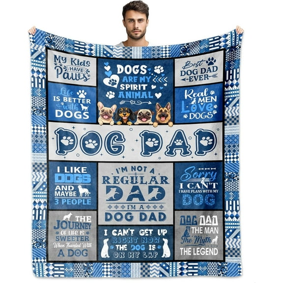 Dog Dad Gifts for Men, Gifts for Dog Dad Blanket 60"X50", Best Dogs Dads Ever Gift for Dogs Father Lovers Owner Throw Blanket for Christmas Fathers Day