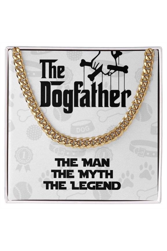 Dog Dad Jewelry For Him, Necklace for men, Gifts For Dog Lovers, Chains For Men, Gifts For Boyfriend, Guy Gifts, Cuban Link Chain, Stainless Steel or Yellow Gold, Message Card & Gift Box