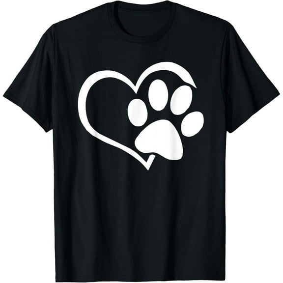 Dog Dad Mom Puppy Shirt Love Dogs Paw Print Heart Women Men T-Shirt