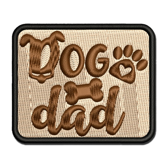 Dog Dad Paw Print Applique Multi-Color Embroidered Hook & Loop Patch - 2.0 Inch Mini
