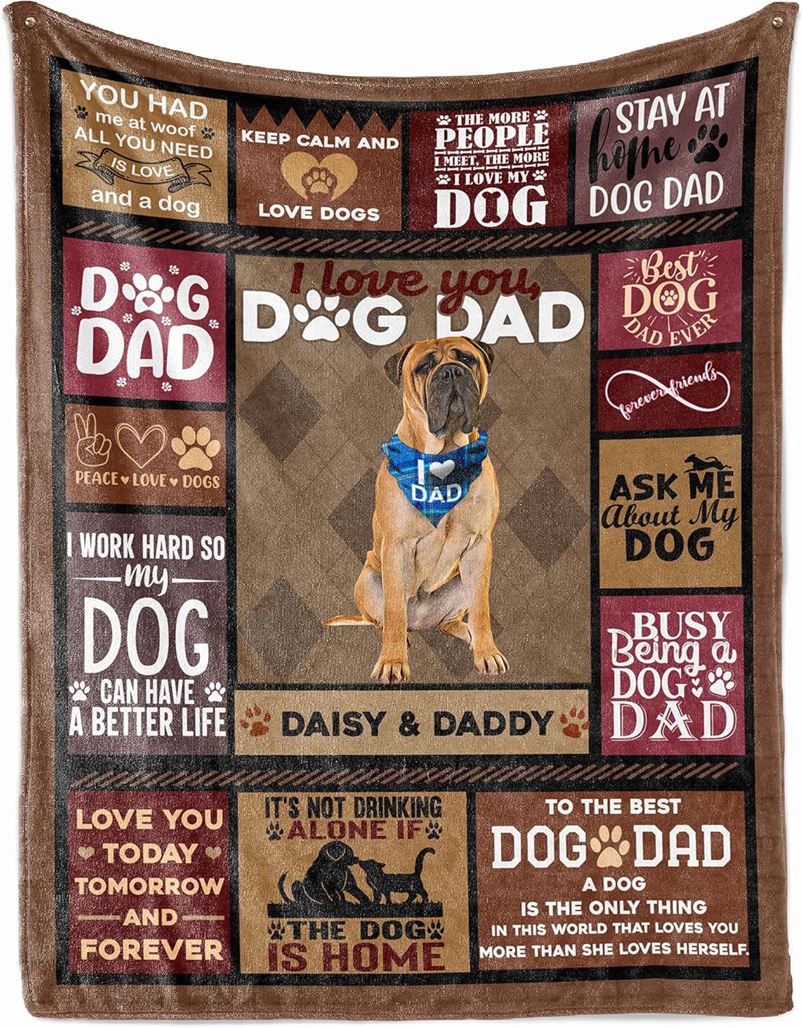 Dog Dad Throw Blanket Personalized Gifts for Men Father Husband Daddy