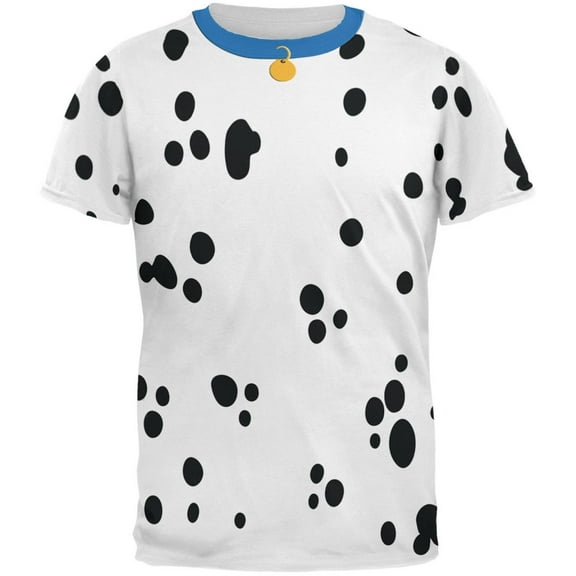 Dog Dalmatian Costume Blue Collar All Over Adult T-Shirt