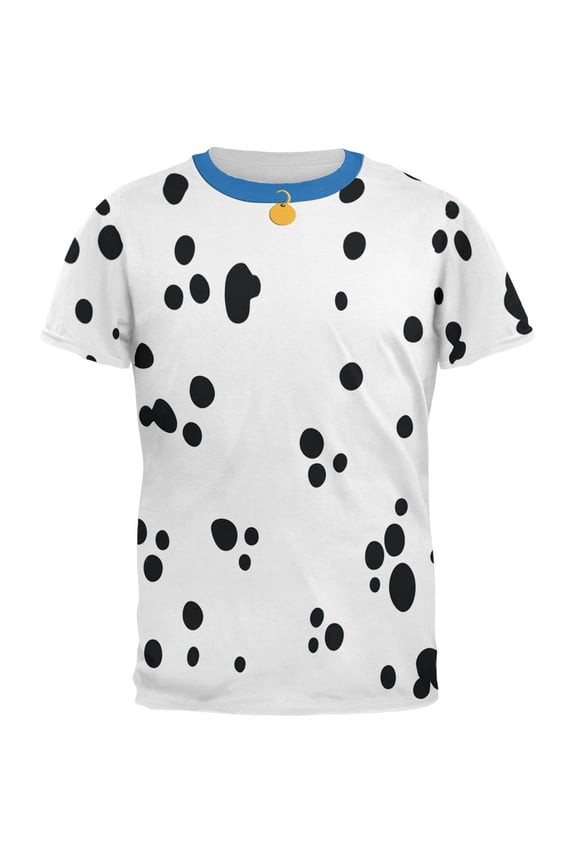 Dog Dalmatian Costume Blue Collar All Over Adult T-Shirt
