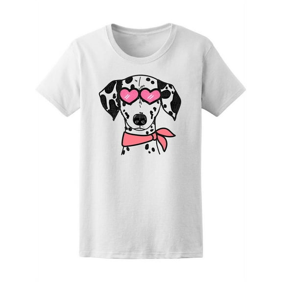 Dog Dalmatian Heart Glasses T-Shirt Women -Image by Shutterstock, Female XX-Large