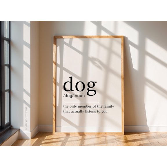 Dog Definition Dictionary Birthday Gift Idea For Him Dog Owner Typography Wall Art