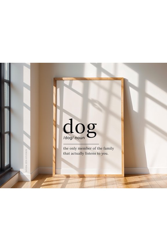 Dog Definition Dictionary Birthday Gift Idea For Him Dog Owner Typography Wall Art
