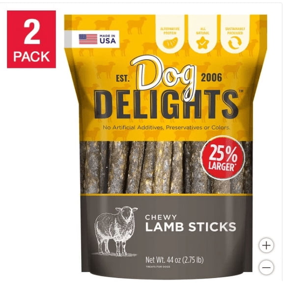 Dog Delights Chewy Lamb Sticks 44oz, 2-pack