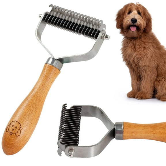 Dog Dematting Comb, Deshedding Undercoat Rake, Dog Comb for Detangling and Shedding, Detangler Brush For Grooming [We Love Doodles]