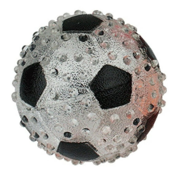 Dog Dental Lighted TPR Rubber Translucent Sports Themed 3 inch Canine Ball Fun (White Soccer Ball)
