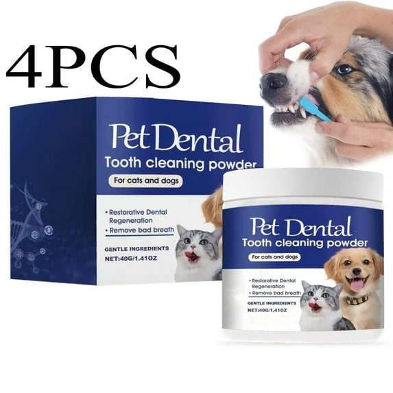 Dog Dental Powder,Dog Teeth Cleaning Powder,Pet Dental Powder,Dental Powder For Dogs Teeth,Oral Cleaning Pet Teeth Cleaning Powder Dog Fresh Breathing(4pcs 100ml/3.38fl.oz)from QiwagFerng