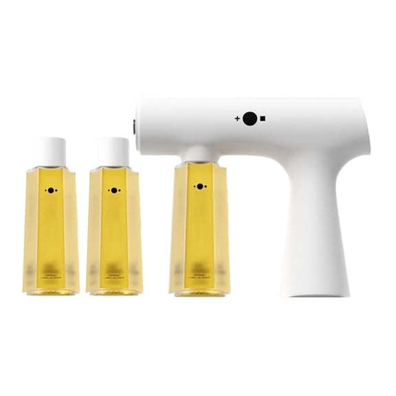 Dog Deodorizer Spray, 7.87 In Blue Light Nano Atomizing Sprayer with 150ml x 3 Pack Liquid Refill, for Carpets and Couch, White Plastic, bldnkj, Makeup Organizers