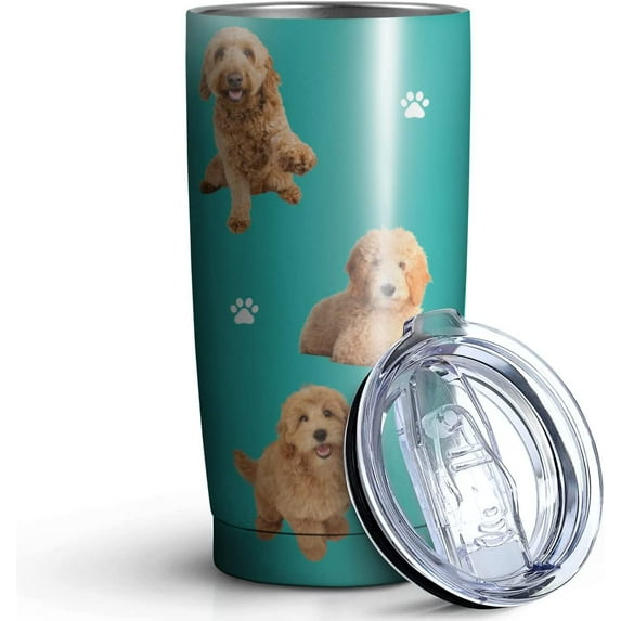Dog Design Tumbler Stainless Steel Insulated Travel Coffee Cups with Lid and Straw,Ideal Memorial Gift for Dog Mom/Dad,20oz