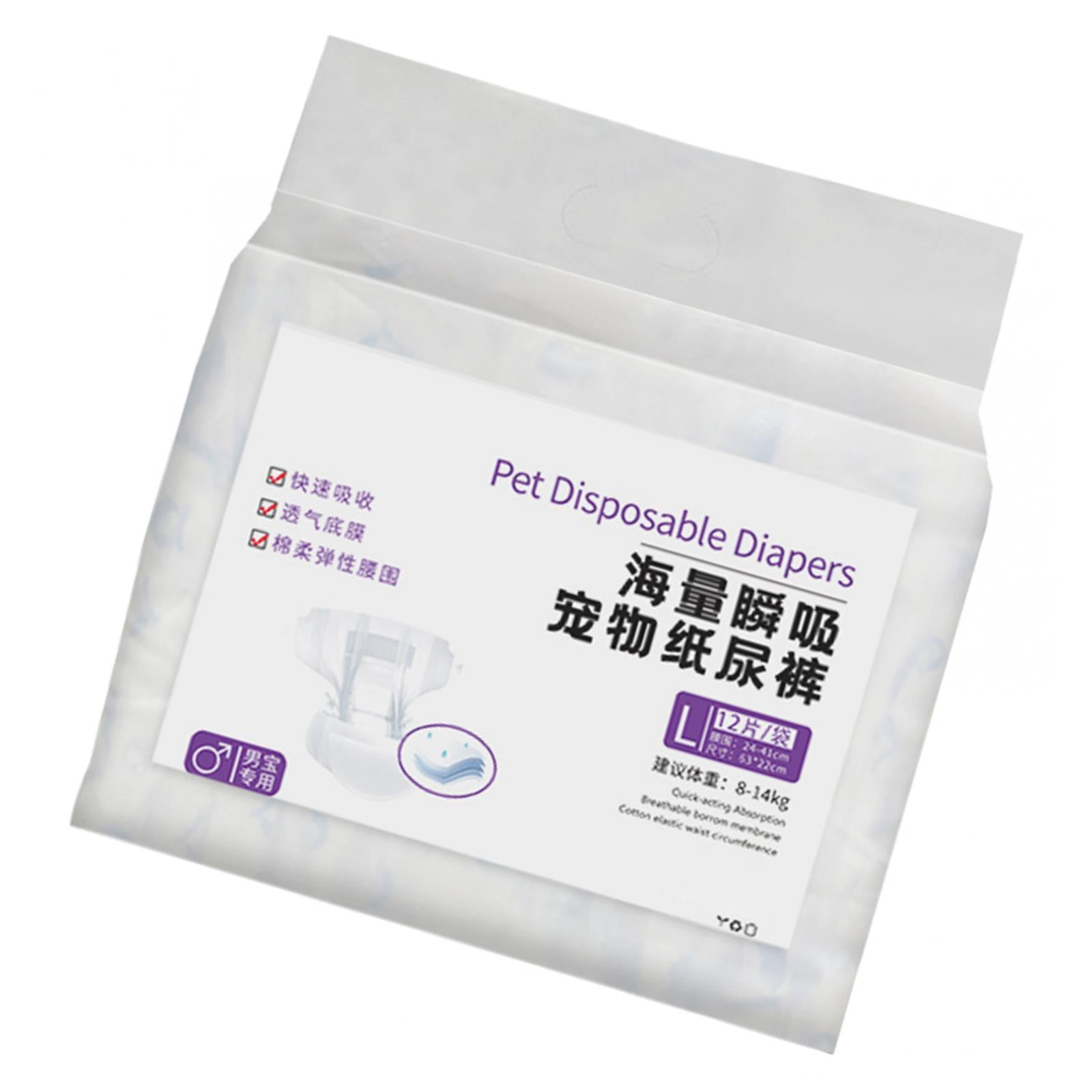 Dog Diaper Disposable Leakproof Nappies Comfort Puppy Accessories Soft Dog Wraps Pee Diapers Pet Diapers for Travel Outdoor Crate Kennel male L