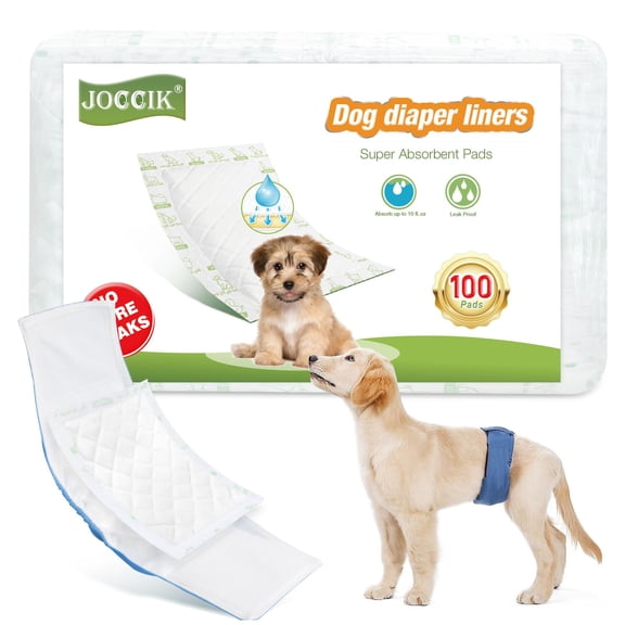 Dog Diaper Liners 100ct Super Soft and Absorbent Dog Diaper Booster Pads for Male Dog Belly Bands or Female Dog Diapers(Regular, 100pcs)