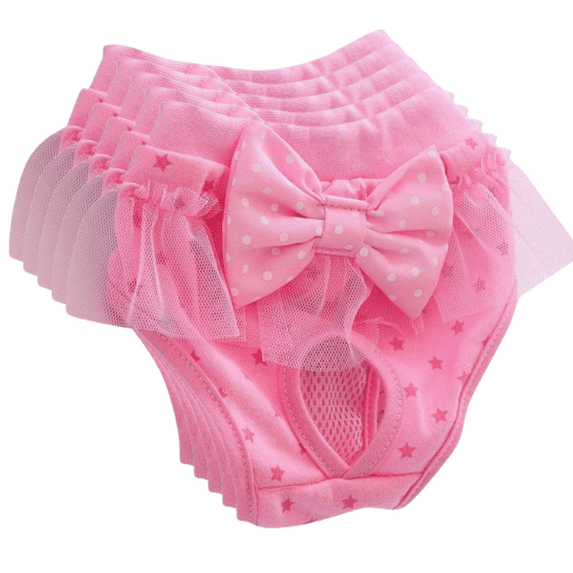 Dog Diaper Sanitary Panties for Girl Dog Female Pet Physiological Pantie for Small Pet Dog Kitten Jumpsuits Briefs Short - 5Pcs(Pink), M