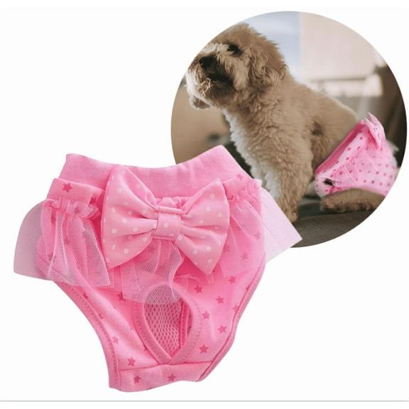 Dog Diaper Sanitary Panties for Girl Dog Female Pet Physiological Pantie for Small Pet Dog Kitten Jumpsuits Briefs Short - Pink, S