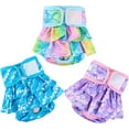 thumbnail image 1 of Dog Diapers Female, 3 Pack Reusable Pet Diapers for Female Dogs, Washable Dog Panties Diaper Skirt for dogs in Heat, Period, Incontinence, or Excitable Urination (XS, Mermaid), 1 of 7