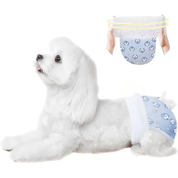 Dog Diapers Female, Disposable Pulled Up Dog Diaper with Stretchy Waist, Super Absorbent 360 Leak-Proof Doggie Diapers for Female Puppy Dogs in Heat/Urinary Incontinence (10S)