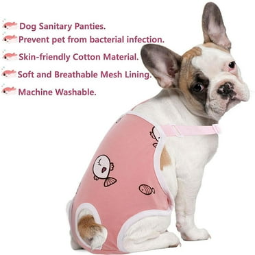 Dog Diapers Female Washable Sanitary Pantie with Adjustable Suspender, Reusable Doggie Period Panties, Pet Underwear Diaper Jumpsuits for Male Dogs in Heat, Puppy Diapers for French Bulldog S