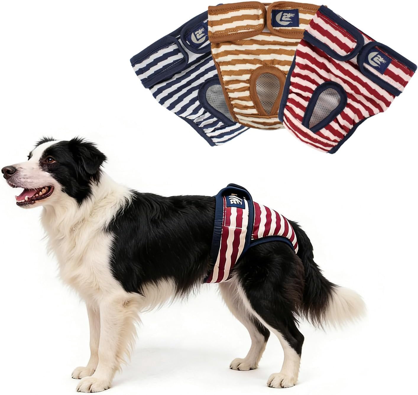 Dog Diapers for Small to Large Dogs, Absorbent Female Dog Diapers for Dogs in Heat, Excitable Urination, or Incontinence, Washable and Reusable, Pack of 3