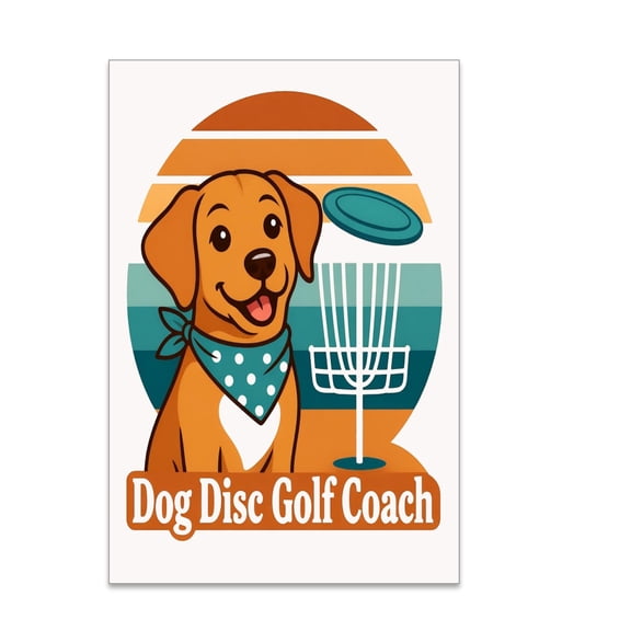 Dog Disc Golf Sunset Art - Game Room Decor - 13x19 Poster Print - Sporty Style