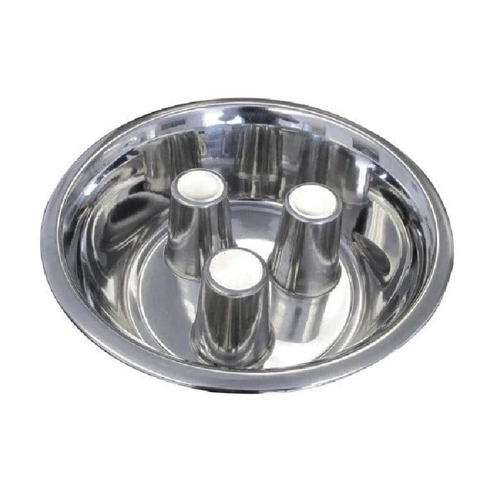 Dog Dishes Stainless Steel Healthy Slow Feeder Bowls Standard Embossed or No Tip (Standard - 32 Ounces)