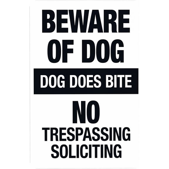 Dog Does Bite No Trespassing No Soliciting Sign 8"x12" - Beware Of Dog Security Metal for Business Home Outdoor Indoor Garage