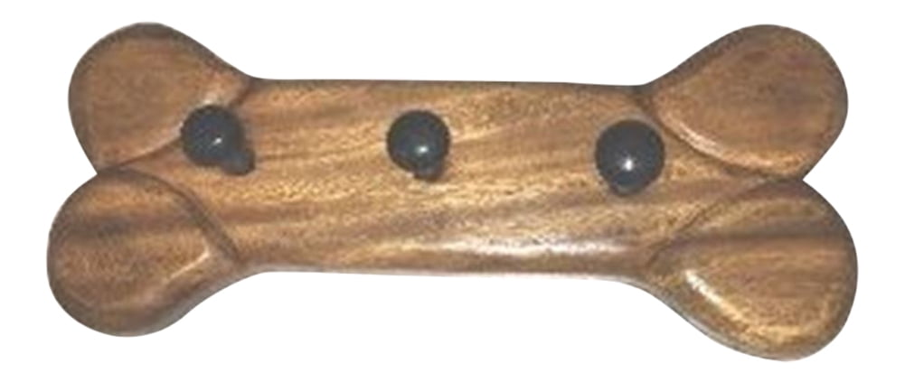 Dog Doggie Bone Shaped Brown Wood Leash Rack 12 Inch Wall Hooks ...