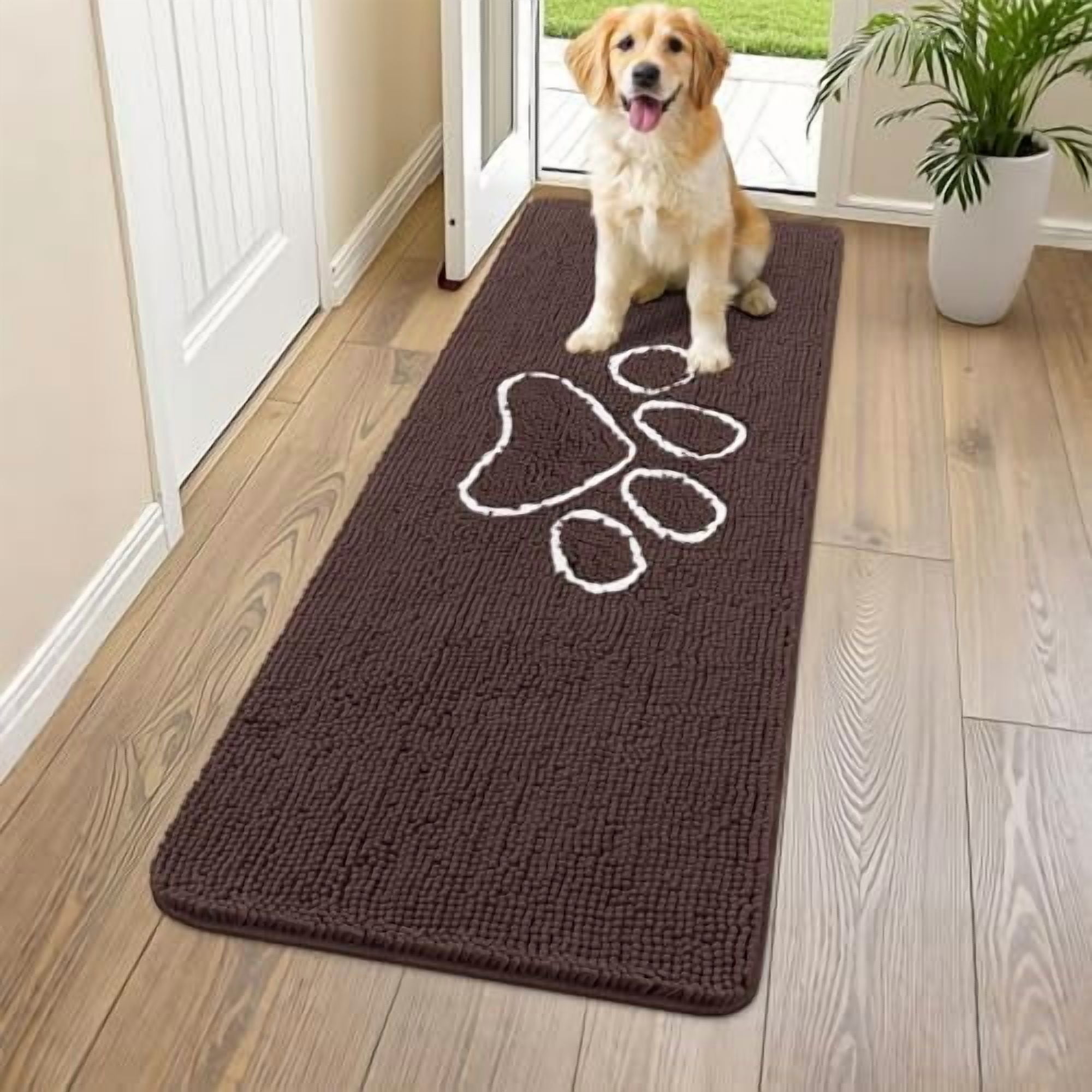 Dog Door Mat for Muddy Paws, Absorbent Dirt Trapper Non Slip Quick Dry ...