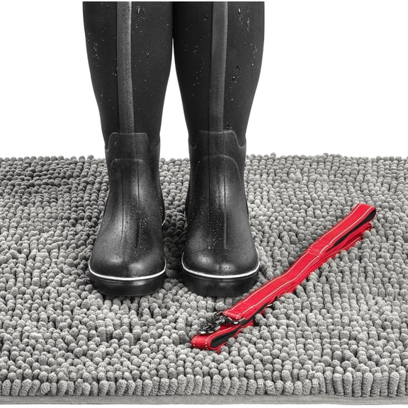 Dog Door Mat for Muddy Paws, Absorbent Microfiber Pet Rug, Waterproof Non-Slip Doormat, Washable Rugs for Dogs, Entryway Indoor Outdoor mat, Dog Supplies (Medium, Shadow/Standard)