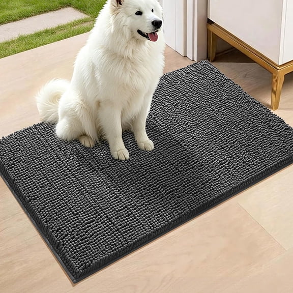 Dog Door Mats for Muddy , Highly Absorbent Microfiber Door Mat and Pet Rug—Non-Slip, Thick, Washable Area and Bath Mat, Soft Chenille for Kitchen, Bathroom, Bedroom, Indoor and Outdoor Use