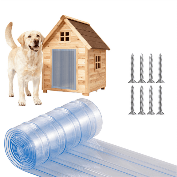 Dog Door Replacement Flaps, 7.09in x 6.5ft Doghouse or Kennel Door Flap, Plastic Vinyl Door Strips, Transparent Dog House Door Flap Strips for DIY Dog or Cat Door, Easy to Cut & Install