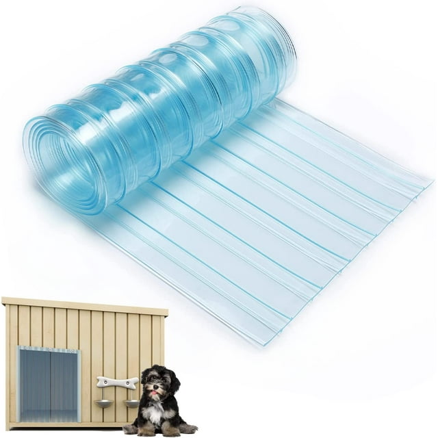 Dog Door Replacement Flaps, Clear Blue, W7.87inch*L4.9ft, Dog Door Strip for DIY Dog House