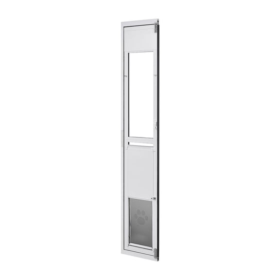 Dog Door for Sliding Glass Door, 75 7/8"-80 11/16" Adjustable, Aluminum Frame, Locking Flap, Large Dogs, 180 Swing-Open Pet Door for Renters