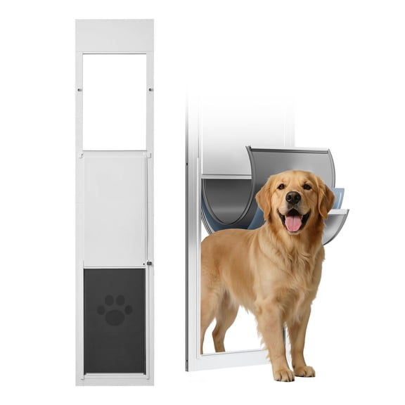 Dog Door for Sliding Glass Door 75 7/8 to 80 11/16 in Aluminum Frame 3-Layer Flap XL Dogs for Humane Catch Release Outdoor Yard