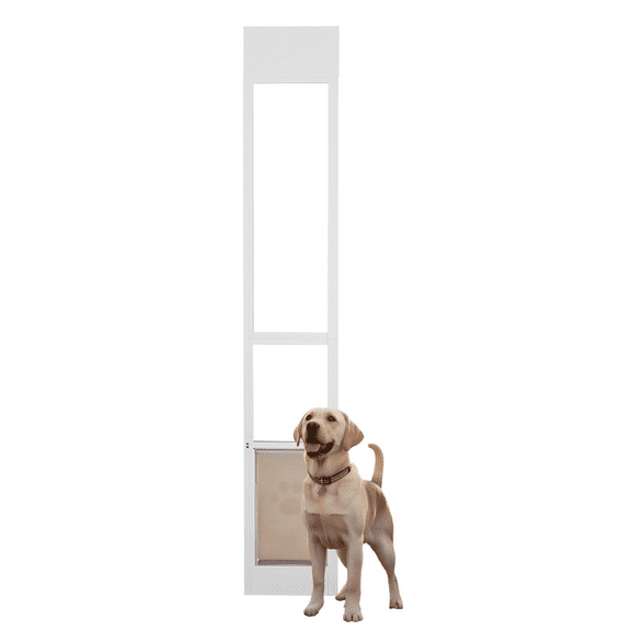 Dog Door for Sliding Glass Door 76-80 Inch Adjustable Height, Large Pet Door for Dogs, Metal Frame Sliding Door Doggy Door with Lock